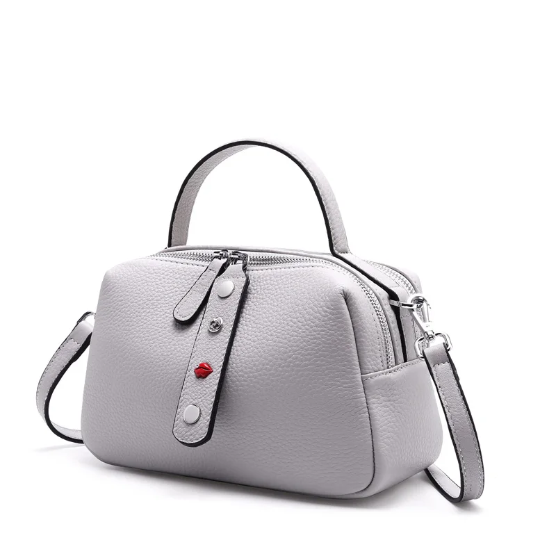 ESUFEIR, Брендовая женская сумка из натуральной кожи, модная женская сумка, сумка через плечо, подушка, женские сумки, мягкая сумка через плечо, bolsos - Цвет: Gray-white