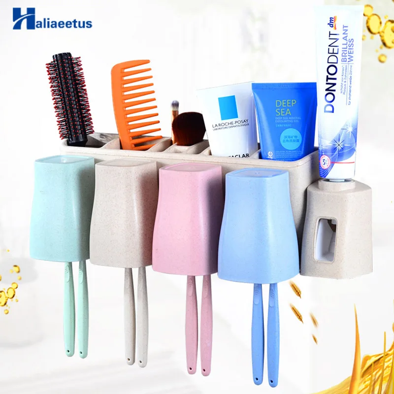 

1 Set Tooth Brush Holder Automatic Toothpaste Dispenser with cup Toothbrush Wall Mount Stand Bathroom Tools