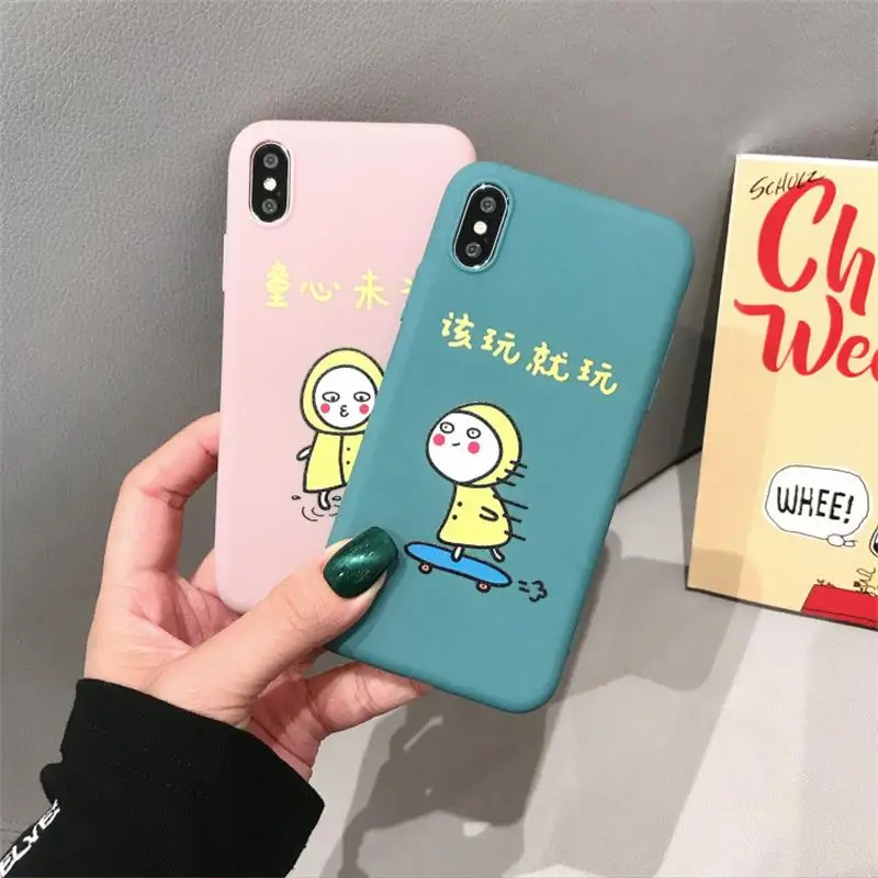 

New Cute Cartoon Boy and Gril Pattern Phone Cases for iPhone X XR XS Max Soft TPU Phone Back Covers for iPhone 6 6s 7 8 Plus