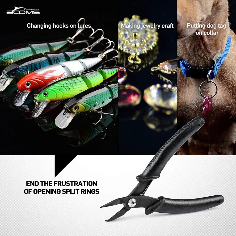 Booms Fishing SR1 Portable Mini Split Ring Pliers High Carbon Steel Fishing Tools Tackle Box Accessories Black Booms Fishing SR1 Portable Mini Split Ring Pliers High Carbon Steel Fishing Tools Tackle Box Accessories Black