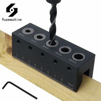Wood Doweling Jig Straight Angle Guide Pocket Hole Jig Kit Aluminum Alloy Hole Drill Guide Locator Carpentry Woodworking Tools florence pocket guide