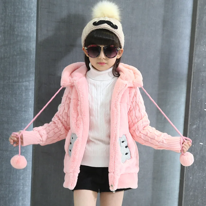 

Thick Style Girls Winter Coats Hooded Casual Cartoon Kids Jackets for Girls 3 4 5 6 7 8 9 10 11 12 Year Children Outerwear