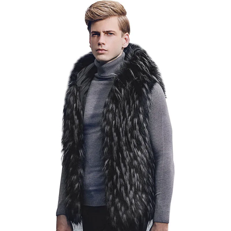 

F0061 New Fashion European and American men's Furry waistcoat Autumn and Winter Faux Fur Vest Coat