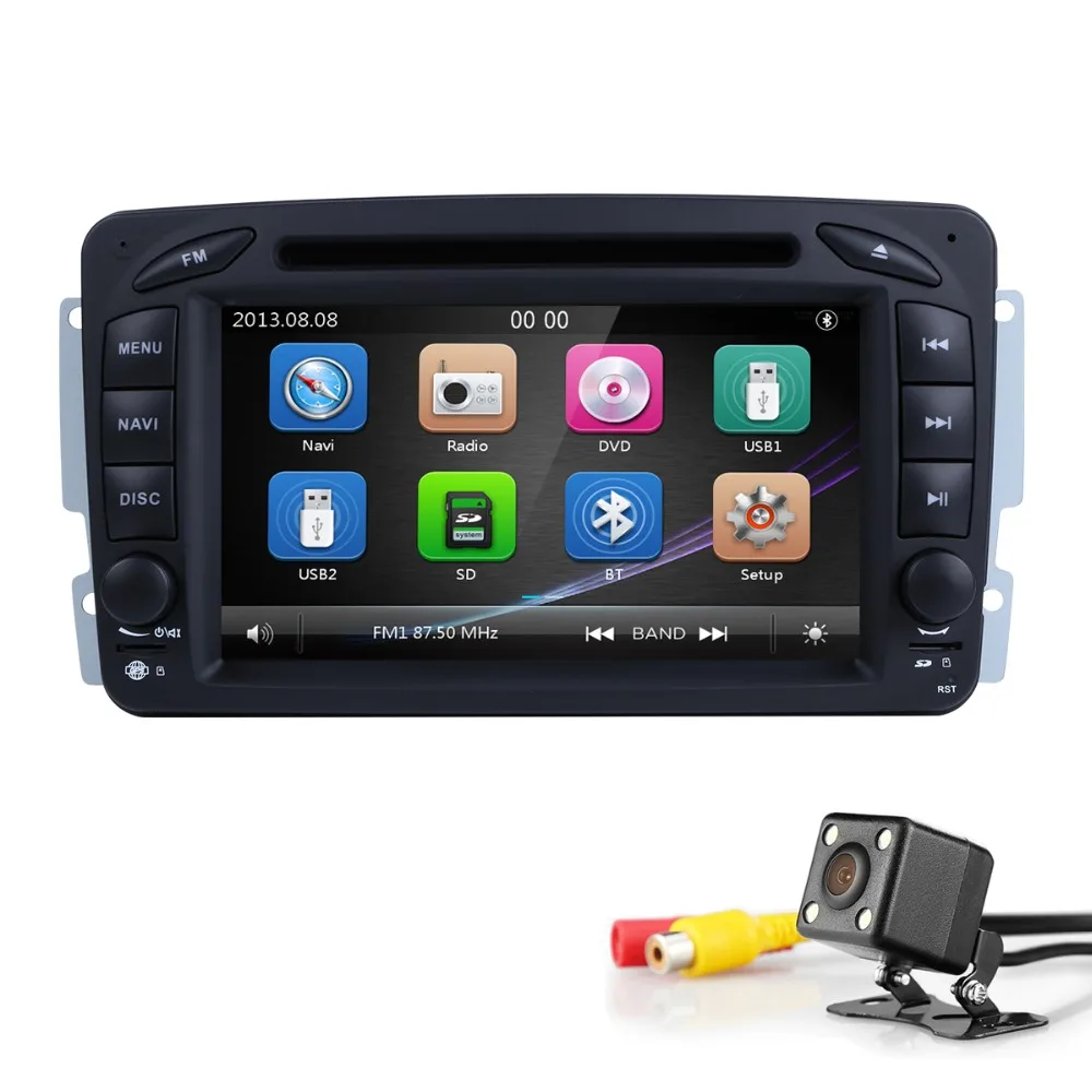 Top Hizpo 2Din SteeringWheel For Mercedes/Benz/W209/203 Car DVD Player AM/FM GPS Navigation Radio Stereo DAB+ RDS TPMS MirrorLink SD 1