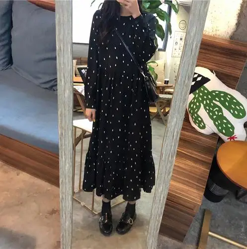 Плюс размер платье 4XL 3XL женское повседневное милое с длинными рукавами в