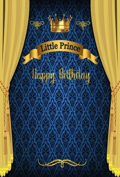 

Laeacco Little Prince Backdrops Gold Crown Curtain Baby Birthday Party Pattern Banner Photography Backdrops For Photo Studio