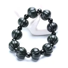 TNUKK Wholesale Natural Green HETIAN Nephrite Bracelet Pumpkin Bracelet Beads Bracelet Bangles Men Jades Jewelry.