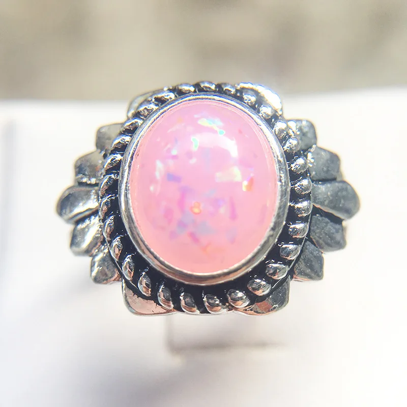 Hot Sale Women Rings Pink White Blue Opal Fashion Rings Jewelry