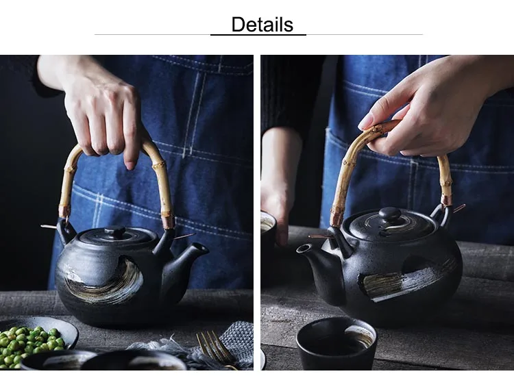 640/800 мл винтажный черный дзен японский стиль керамический чайник чайный набор кунг-фу домашний чайник ресторанная посуда чайная посуда домашний декор