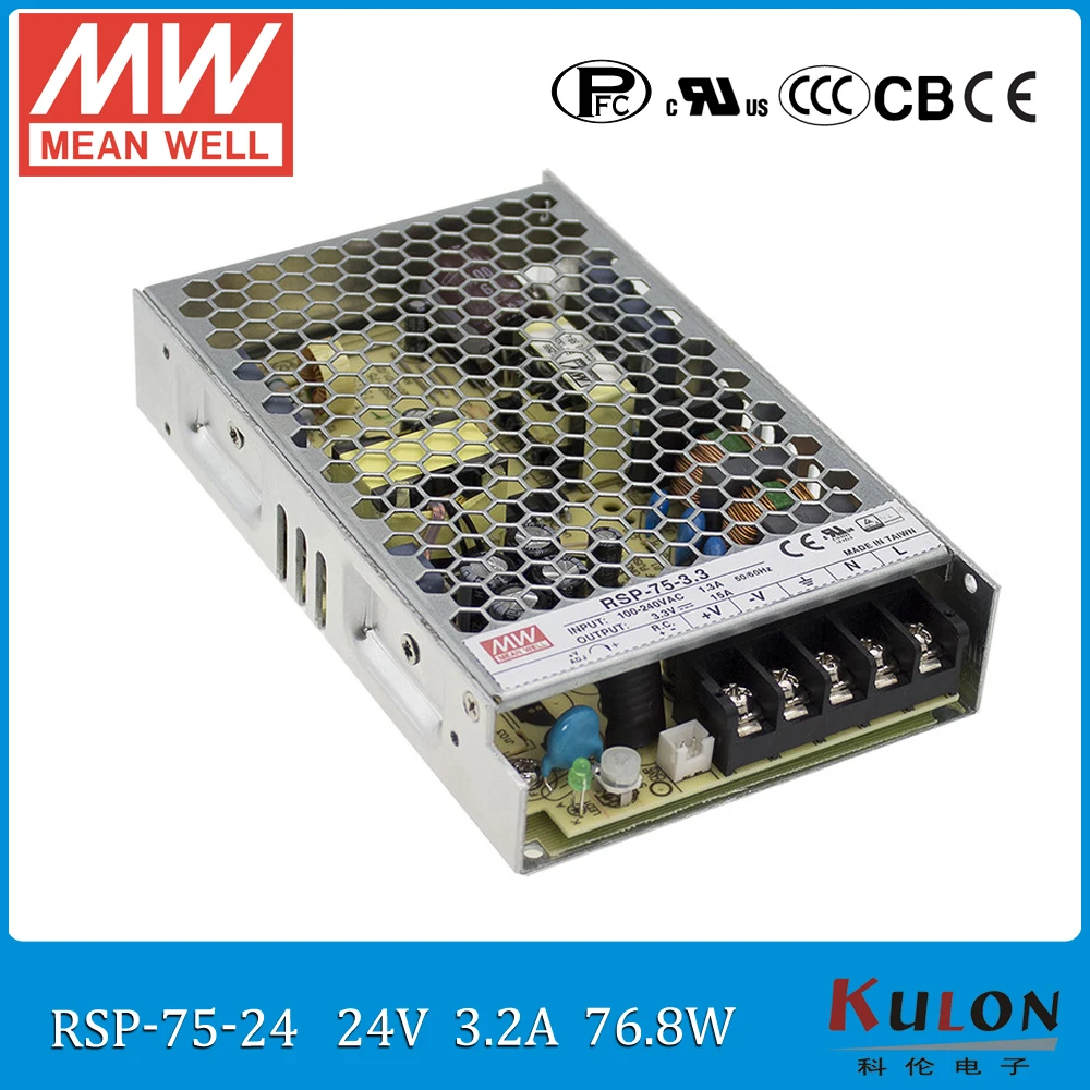 

Original MEAN WELL 24vdc Power Supply RSP-75-24 24V 3A meanwell ac dc power supply with PFC function