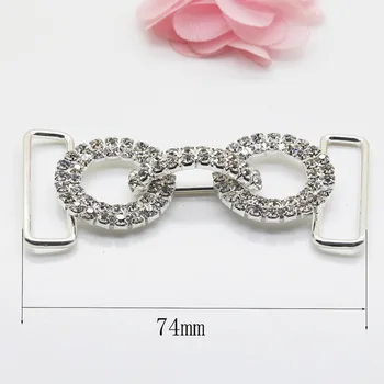 

Free Shipping 2pcs / lot 74mm Rhinestones Rhinestone buckles bikini connector.
