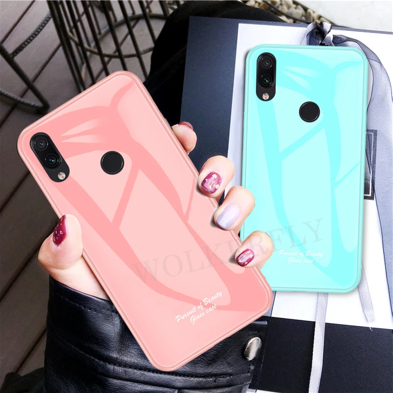 

Tempered Glass Case For Xiaomi Redmi 7 Note 7 Pro Soild Candy Color Back Cover For Xiaomi Redmi Note 7 Note7 Pro Phone Case