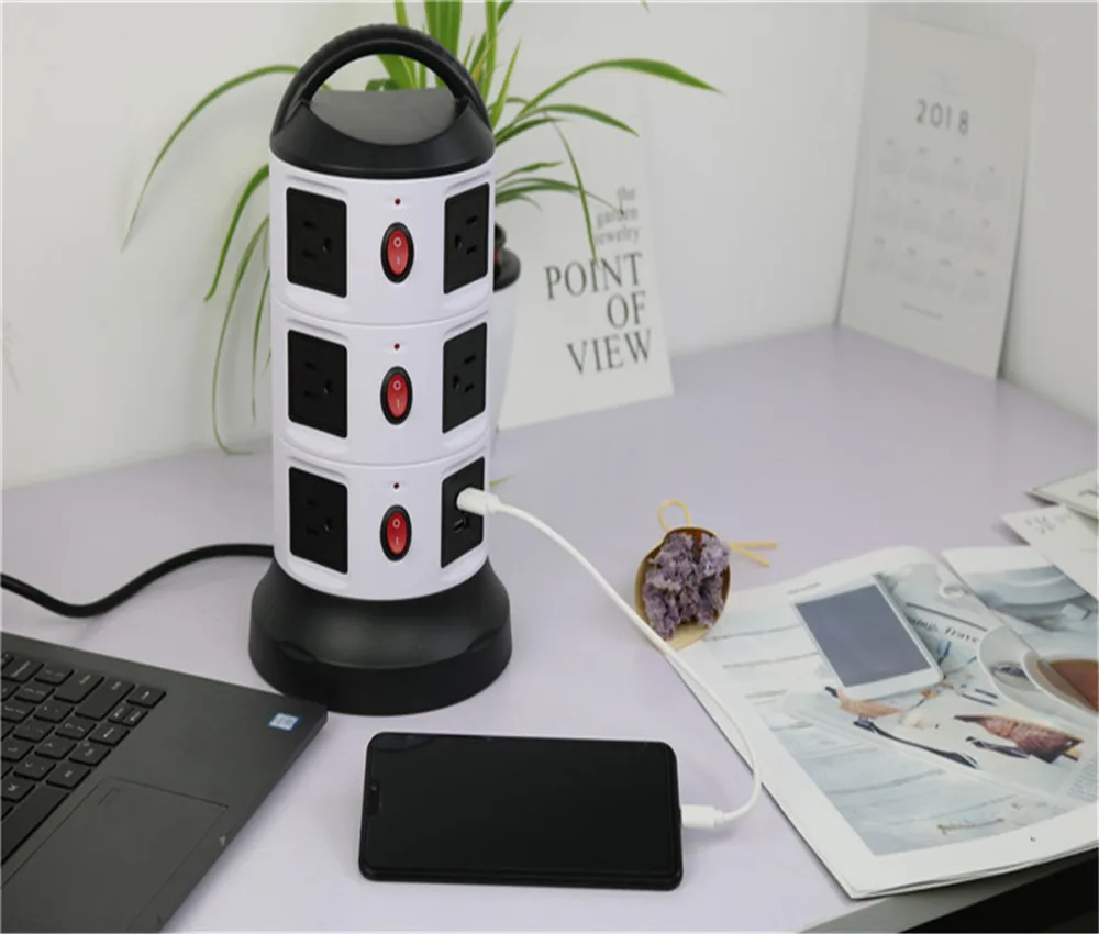 PLYMOTON Tower power Strip вертикальный Набор розеток для защиты от перенапряжения США Удлинитель сетевой ленты адаптер