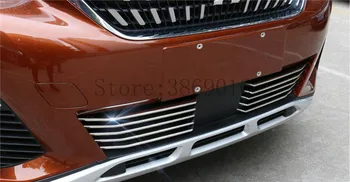 

For Peugeot 3008 MK2 2016 2017 2018 Car Front Bottom Grille Trim Grill Molding Cover Glossy Silver 10pcs