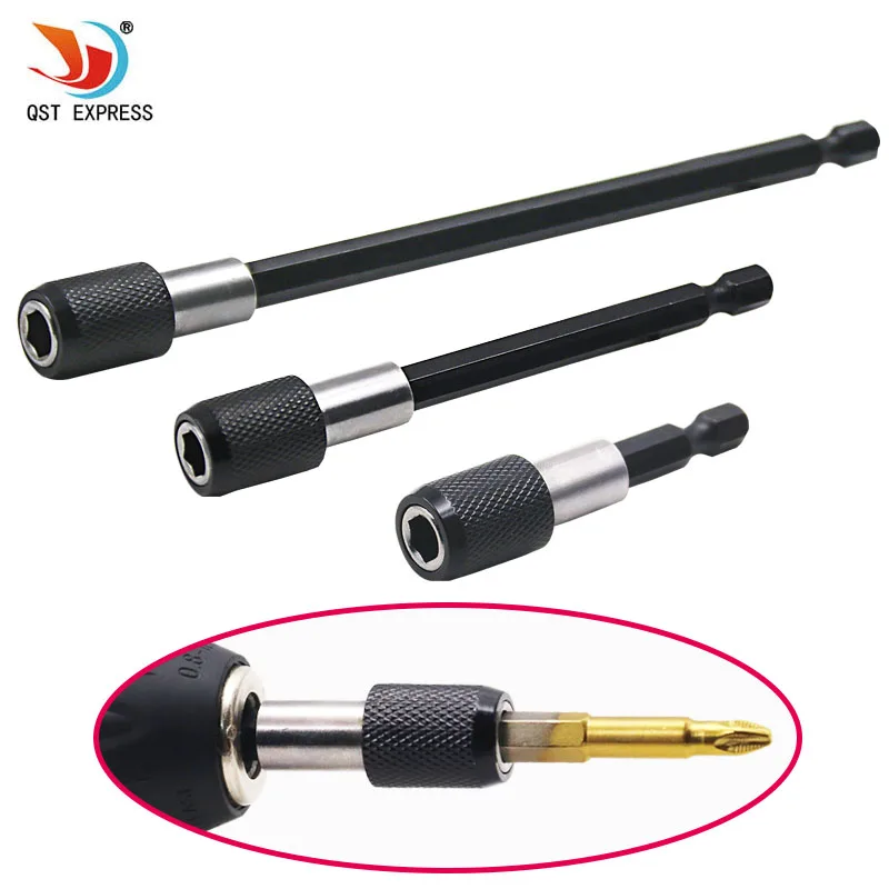 1/4 Inch Quick Hex Shank Release Magnetic Electric Screwdriver Extension Bit Holder 60 100 150mm Extension Rod Tools hand held 1 4in shank screwdriver bit holder quick release bit holder dropship