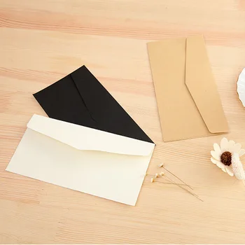 

5pcs Kraft Paper Western Style No. 5 Black Card/ Beige Dolin Envelope Plain Blank Large Size Invitation Card Envelope
