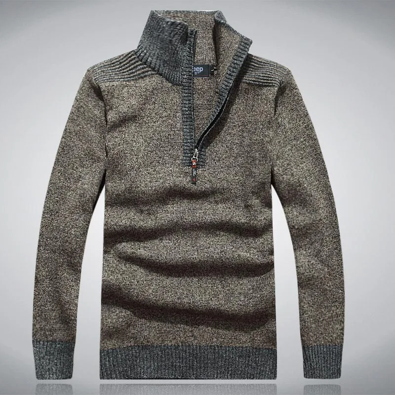 Осенне-зимний мужской свитер с воротником модный мужской свитер с толстыми теплыми пуловеры 43 - Цвет: coffee
