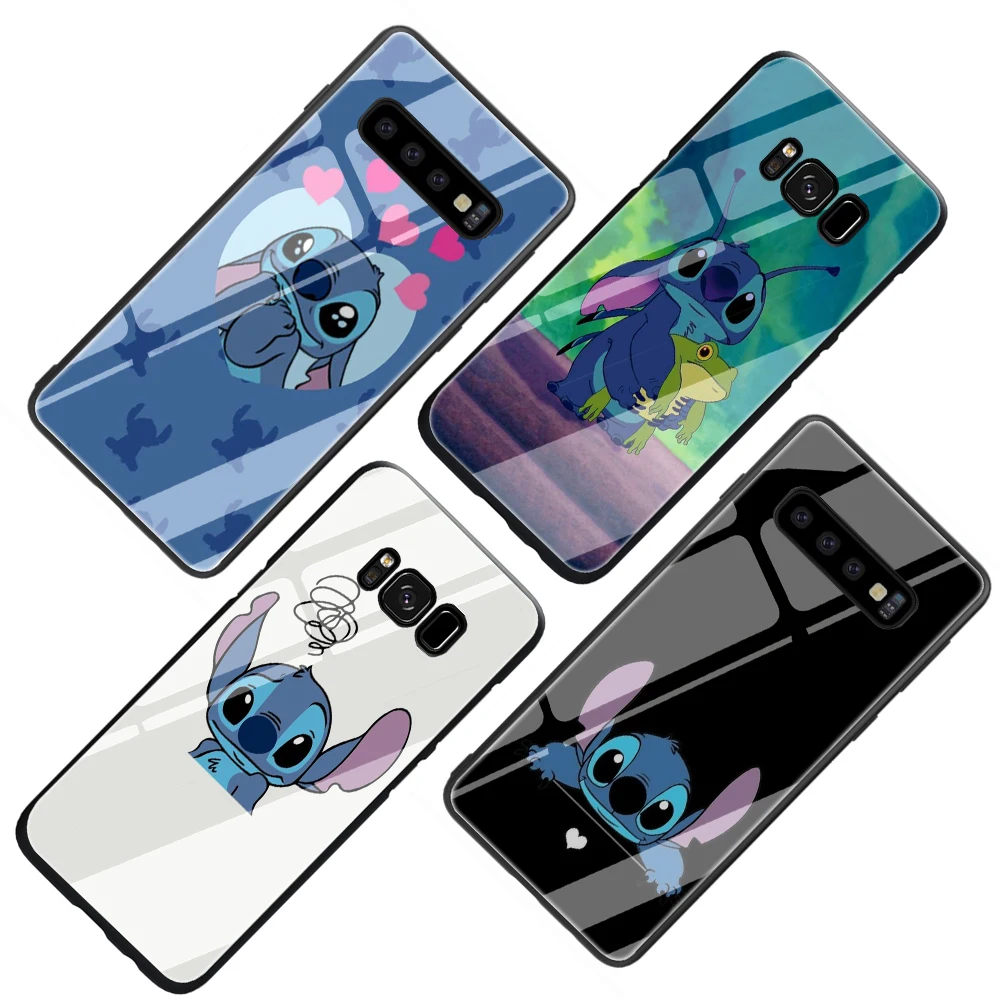 Стич закаленное Стекло чехол для телефона чехол для samsung Galaxy S7 край S8 9 10, 8, 9, 10, плюс A10 20 30 40 50 60 70