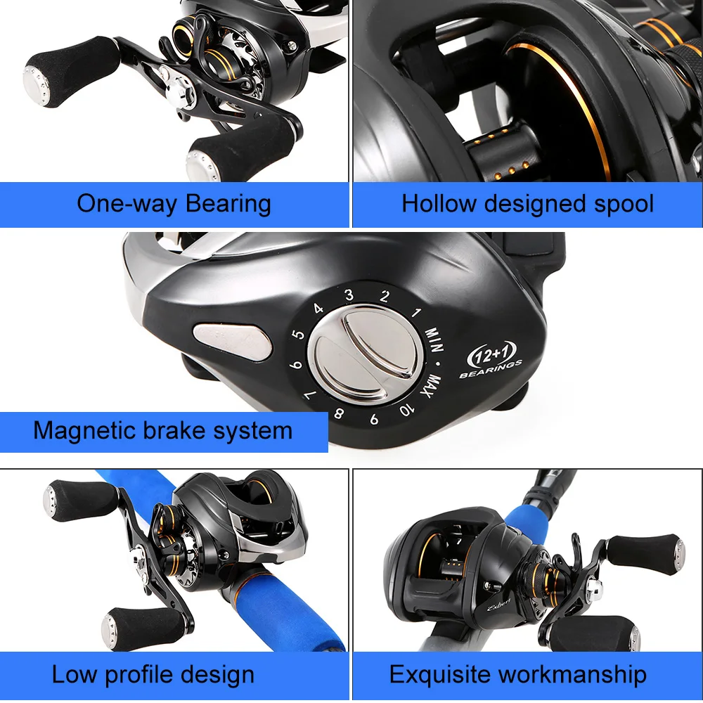 Rolamentos de Esferas Carretel de Arremesso Pesca da Carpa 12 + 1 Sistema Freio Magnético Relação Engrenagem Isca Fundição Carretel Pesca 6.3: 1 7 High Quality Esporte e Lazer