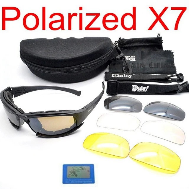 Поляризационные военные солнцезащитные очки Daisy, страйкбол, тактические очки для стрельбы, уф400, для спорта на открытом воздухе, велоспорта, пешего туризма, охотничьи очки - Цвет: polarized X7