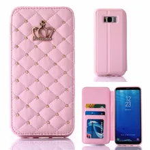 Для Крышки Samsung S5/S6/S7 края С Диаманта Bling Флип Кожаный Бумажник Чехол Для Коке S8 плюс Телефон Случае с гнездами для карт