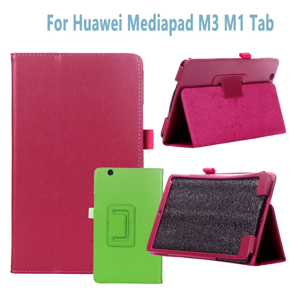 Viviration Solid Color New Hard Stand Skin Shell For Huawei Mediapad M1 8.0 M3 8.4 Inch Tab Smart Magnetic Fold Protector Holder