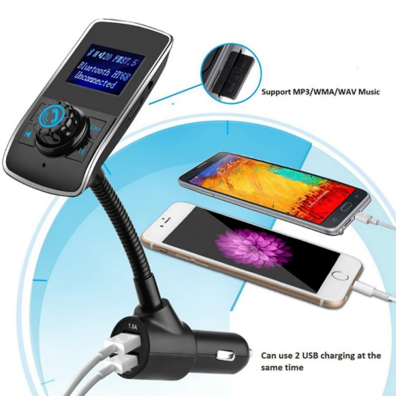 Беспроводной FM передатчик Автомобильный MP3 плеер со системой Хендс фри и Bluetooth