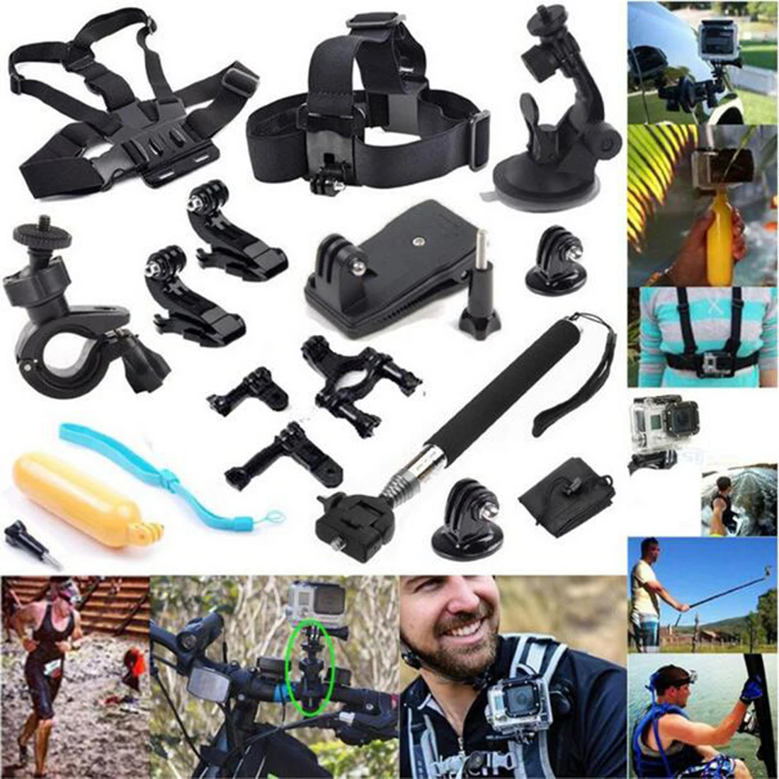 Sports Action Camera accessories 12 in 1 Set Family Kit Go Pro SJ4000 SJ5000 SJ6000 accessories