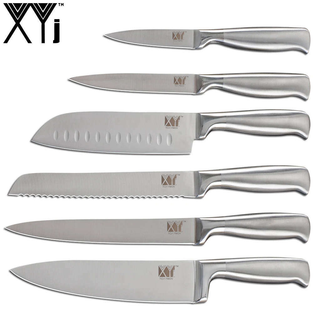 XYj Stainless Steel Kitchen Knife Set Chef Bread Slicing Santoku Utility Paring Knives Stainless Steel Knife Holder Stand XYj Stainless Steel Kitchen Knife Set Chef Bread Slicing Santoku Utility Paring Knives Stainless Steel Knife Holder Stand