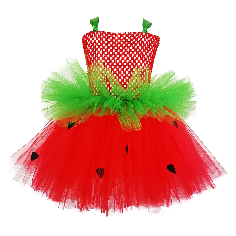 Red Green Strawberry Inspire Girls Tutu Dress Infant Baby 1st Birthday Party Photo Prop Dresses Kids Carnival Perform Costume cosplay costume