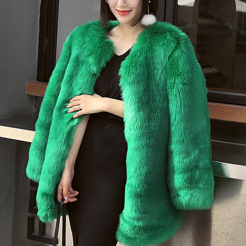 Women's Faux Rabbit Fur Coat - 6 Colors (Pink, Green, Black) - S-4XL Plus Size - Warm Loose Jacket for Autumn Winter Fashion image 3