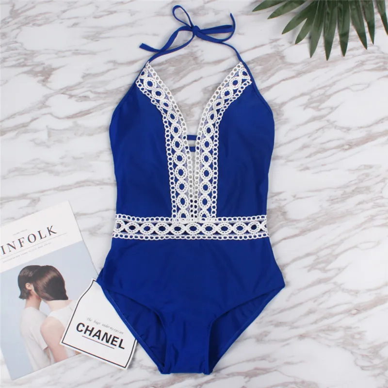 

2019 Sexy Women Deep V Bandage One-Piece Monokini Push Up Padded Bikini Swimwear Swimsuit Bathing Beachwear
