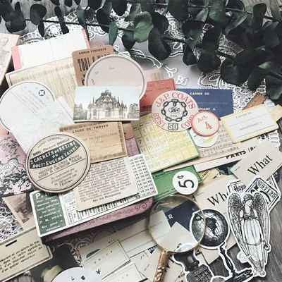 

ZFPARTY 52pcs Retro Bills Style Stickers for Scrapbooking Happy Planner/Card Making/Journaling Project
