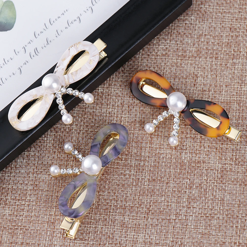 1 шт., Корейская винтажная уксусная кислота, Акриловые зажимы для волос, бант, полая заколка, милые аксессуары для волос для женщин