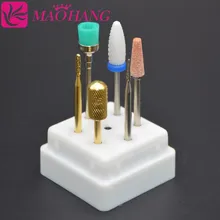 MAOHANG 7 отверстий дизайн ногтей дрель шлифовальные головки бит держатель дисплей коробка для хранения ногтей сверла контейнер выставочная стойка стойки маникюр