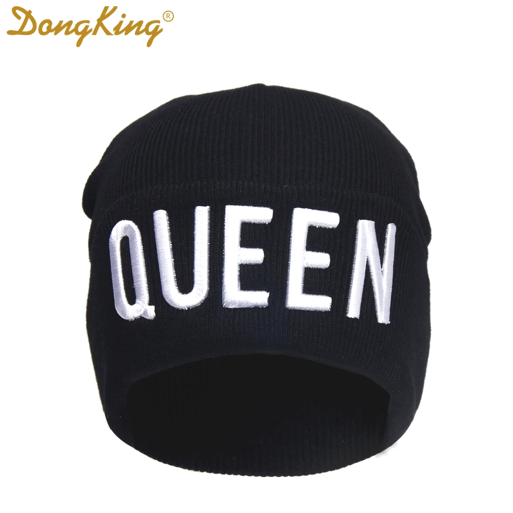 DongKing KING QUEEN 3D вязанные шапочки с вышивкой Высокое качество Акриловые вязаные головные уборы пара мешковатая шапка для мужчин и женщин зимний подарок на открытом воздухе