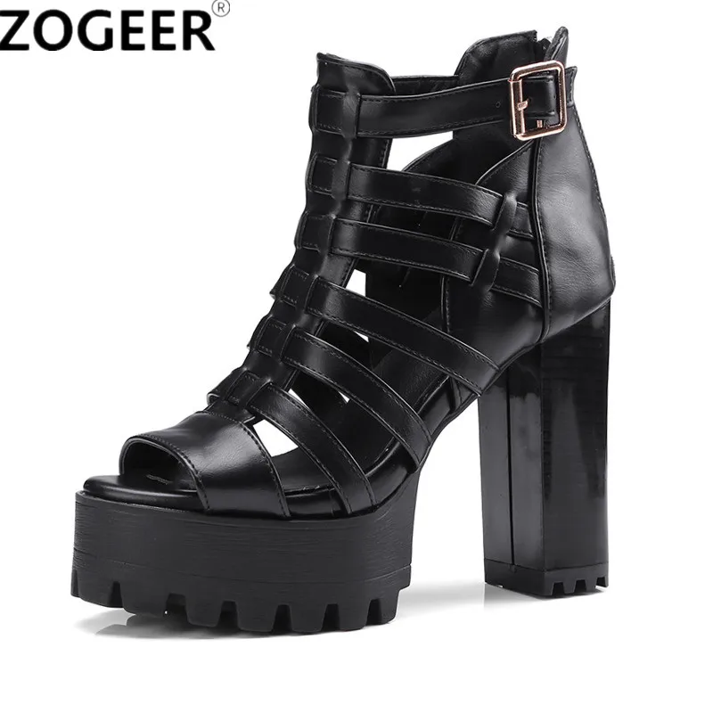 

Women Sandals High Heels 2018 New Summer Fashion Buckle Female Gladiator Sandals Platform Shoes Woman Black White Size 34-45