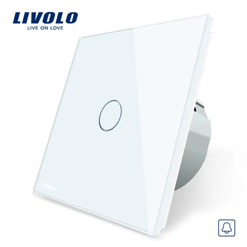 Livolo Роскошный настенный сенсорный выключатель, выключатель света, выключатель питания, Хрустальное стекло, розетка, многофункциональные розетки, свободный выбор - Цвет: Doorbell Switch