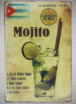 

1 pc Mojito drink cocktail beer bar whisky petrol oil Tin Plate Sign wall plaques man cave Decoration Dropshipping Poster metal