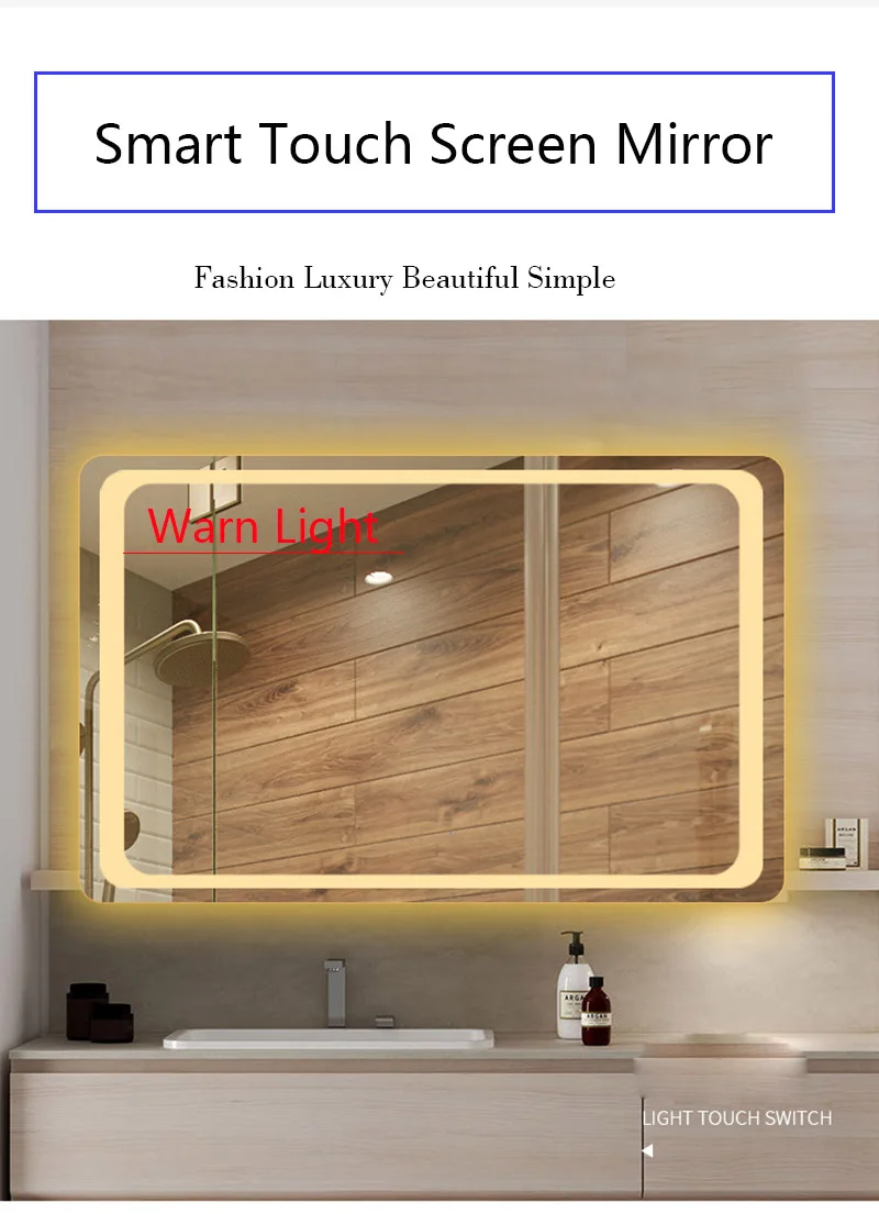 Отельный пользовательский сенсорный Bluetooth светодиодный зеркальный умный Анти-туман настенный туалетный зеркало для дома 2 цвета светильник espejo pared tocador