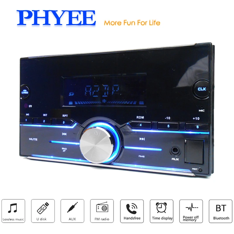 2 Din Car Radio Stereo Bluetooth Autoradio USB MP3 Audio SD FM ISO Remote Multicolor Backlight In-dash Head Unit PHYEE 9260BT 2 Din Car Radio Stereo Bluetooth Autoradio USB MP3 Audio SD FM ISO Remote Multicolor Backlight In-dash Head Unit PHYEE 9260BT
