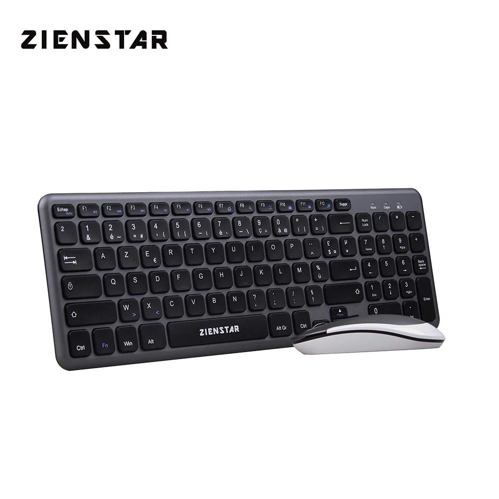 Zienstar AZERTY FRENCH letter 2.4G Wireless keyboard mouse combo with USB Receiver for Desktop