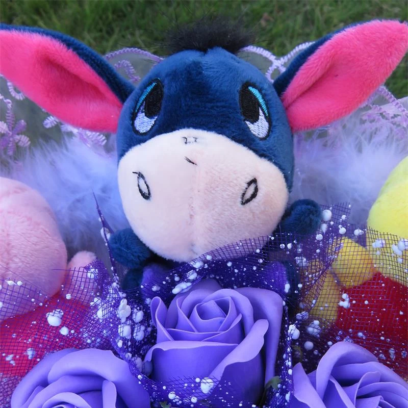 Eeyore Ослик Медведь Тигр поросенок плюшевые игрушки с мылом цветы Букеты из игрушек украшение дома креативный подарок на день Святого Валентина