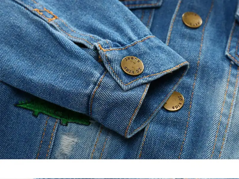Kids Boy Coat Children Long Sleeve Button Denim Jackets Cowboy Handsome Pocket Loose Coat Boys Spring Patchwork Hooded Clothes (6)