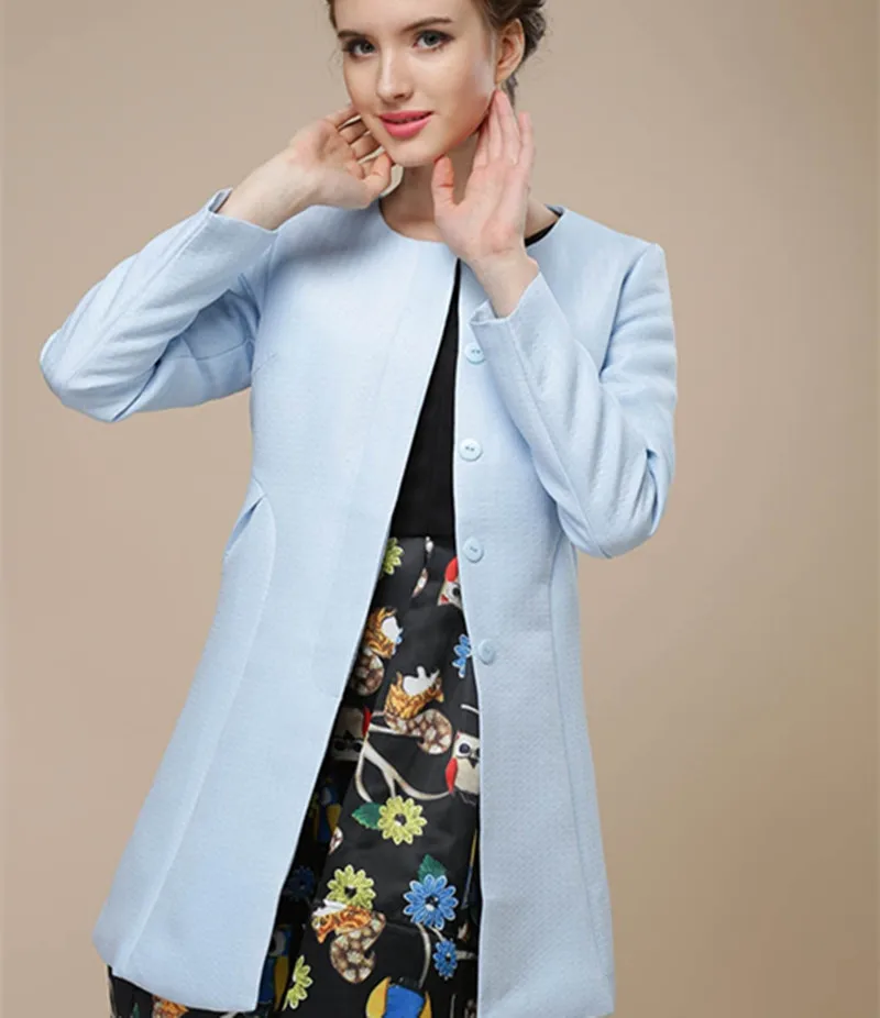 Nouvelle Automne Chaude Mode Printemps Tranchée Femmes Femelle Cardigan 2018 Pour Coupe Sky vent Populaire Vente Manteau Wc048 Blue SMVzUqpG