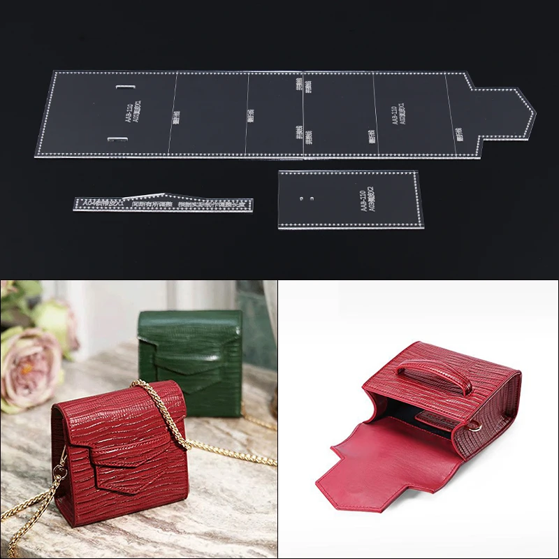 

Handmade Leather Layout Board Acrylic Outstanding Formwork Small Square Pack One Shoulder Drawing Paper Lattice Pattern