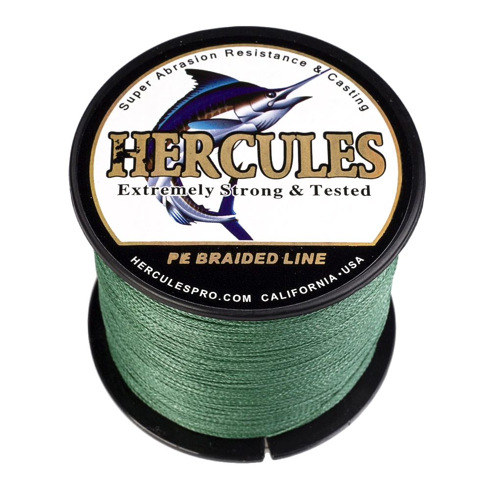 Hercules 4 Strands Fishing Line 100M 300M 500M 1000M 1500M 2000M Green PE Braided Fishing Line Saltwater Weave Extreme Strong