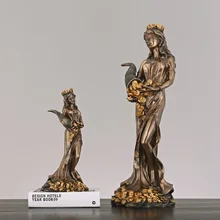 Богиня носить корону с завязанными глазами держа Рог заполненный золотыми монетами статуэтки домашний декор ремесла комнаты рабочего стола орнамент подарок