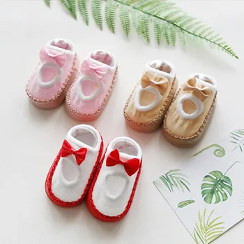

Hot Sale Children's Floor Socks New Spring Summer Non-Slip Leather Bottom Baby Shoes Bow 0-3 years old Girl Socks Baby Care
