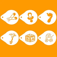 New Lovely Baby Series Cake Spray Stencil Set Plastic Baby Shower Cake Fondant Molds Decorating Tools